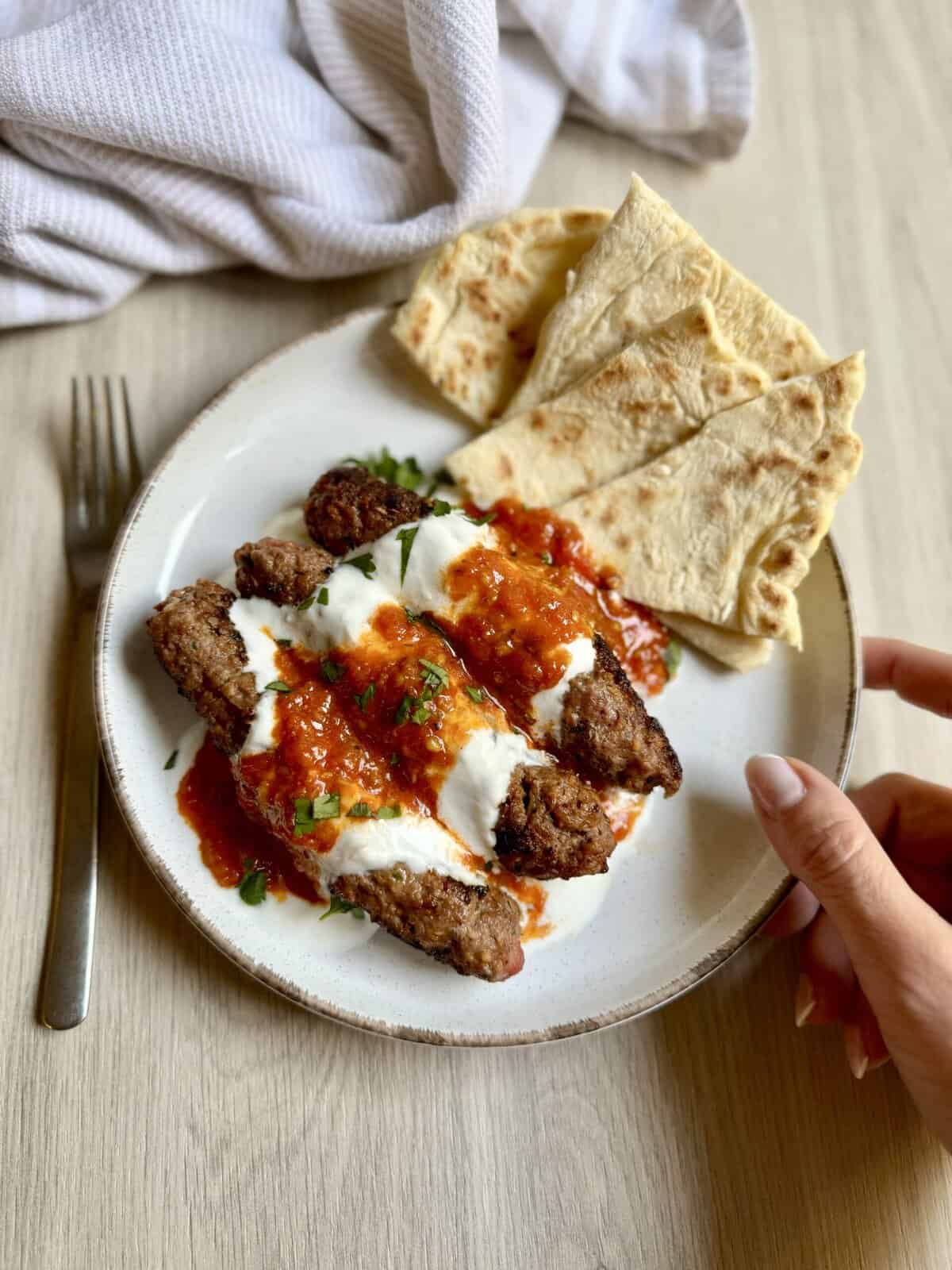 Yogurtlu kebabs (ground beef kebabs) are my go-to 