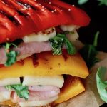yellow and red bell pepper sandwiches with grill marks