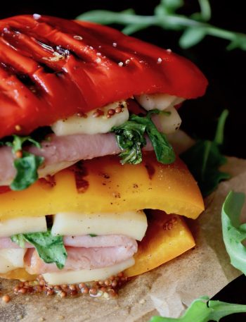 yellow and red bell pepper sandwiches with grill marks