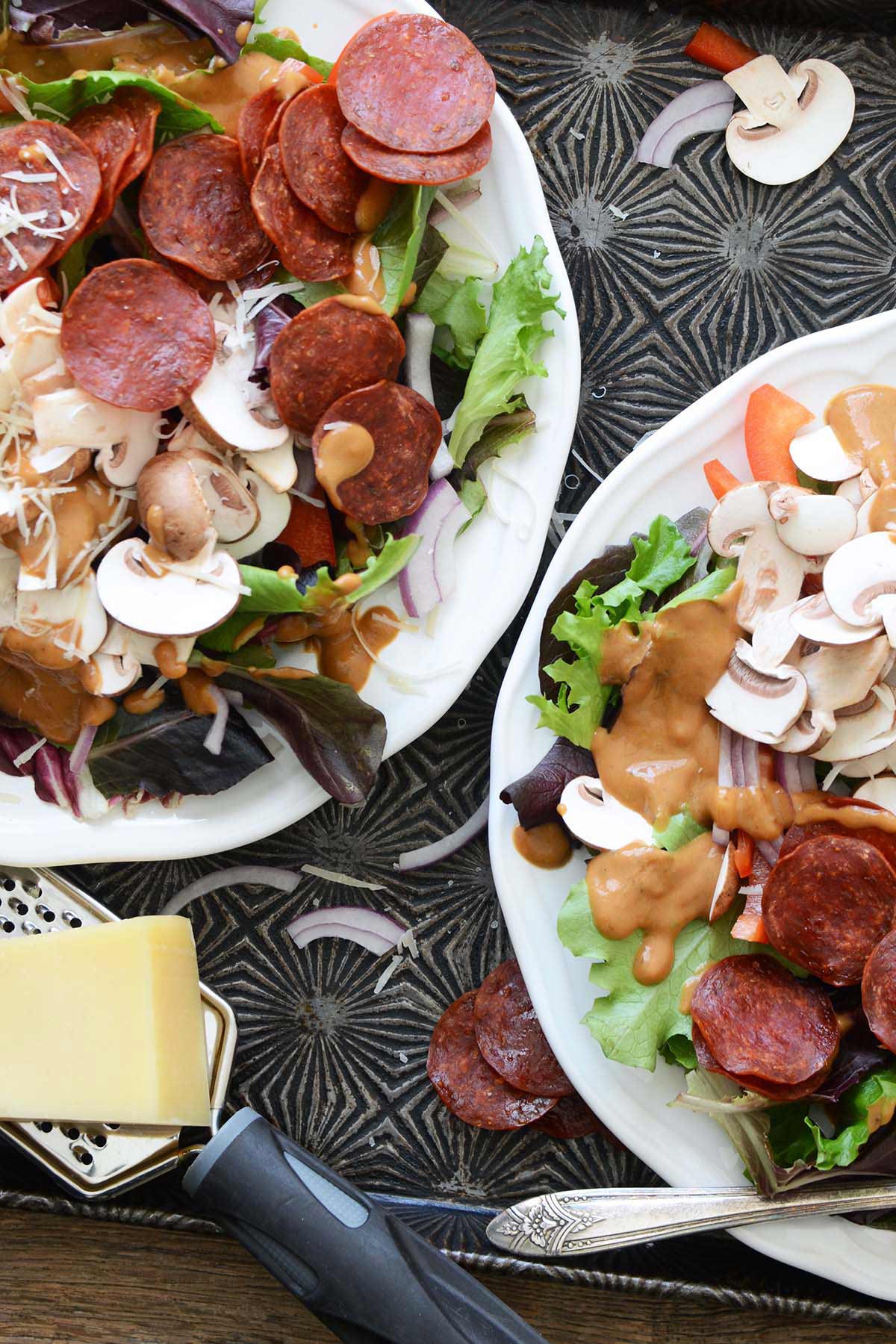 turkey pepperoni pizza salad
