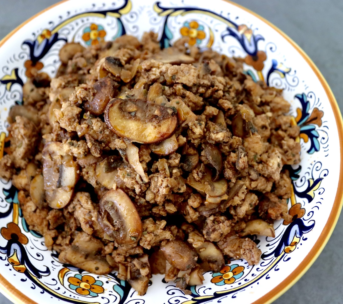 Italian pasta dish filled with Portuguese sausage.